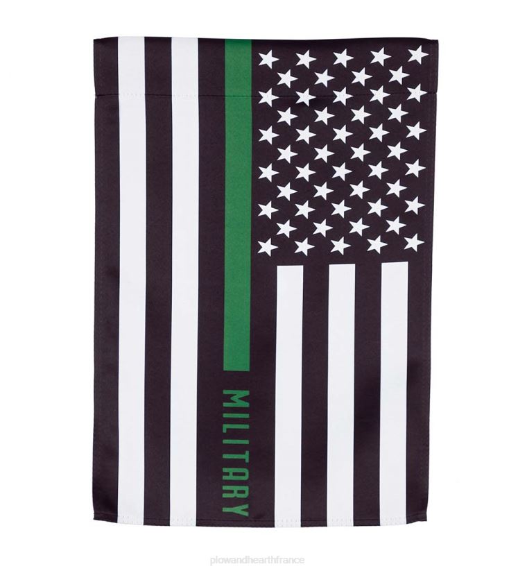 Plow & Hearth cour et jardin drapeau militaire en daim de jardin à ligne verte fine 0BNZ267