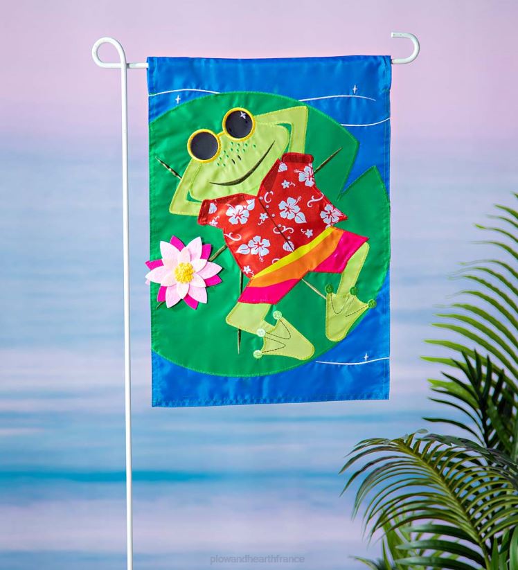 Plow & Hearth cour et jardin grenouille vacances d'été jardin applique drapeau 0BNZ301