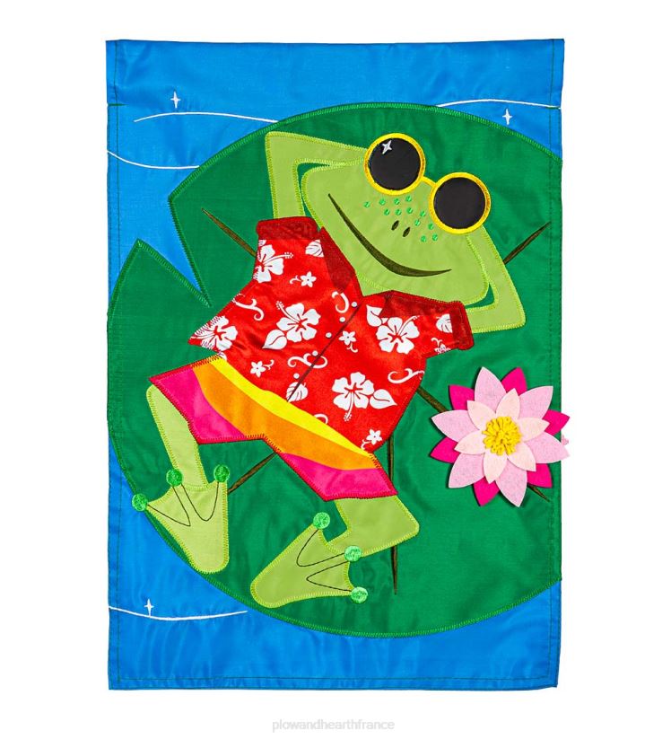 Plow & Hearth cour et jardin grenouille vacances d'été jardin applique drapeau 0BNZ301