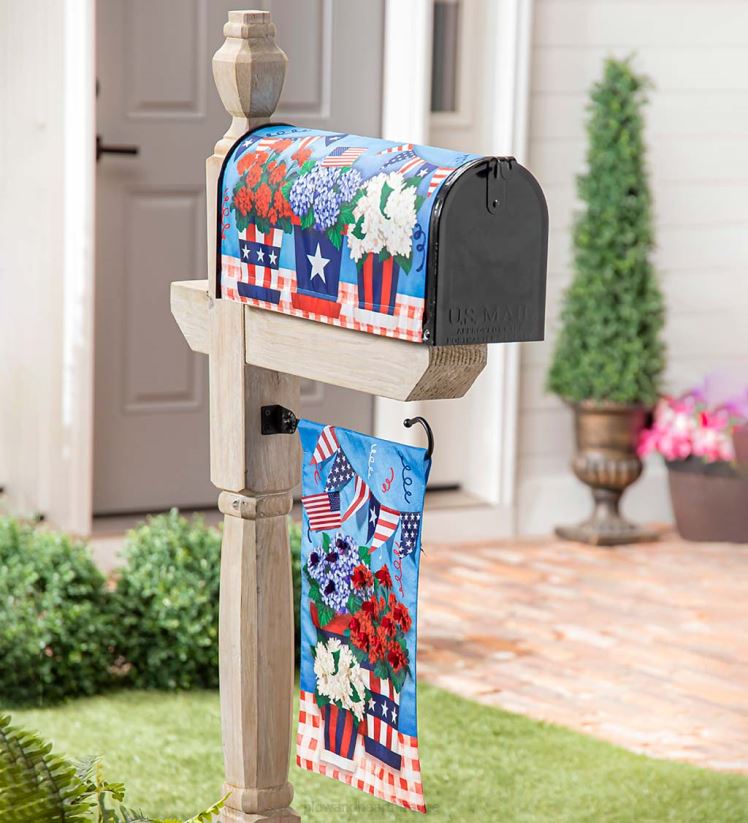 Plow & Hearth cour et jardin patriotique pot de fleur jardin lin drapeau 0BNZ244