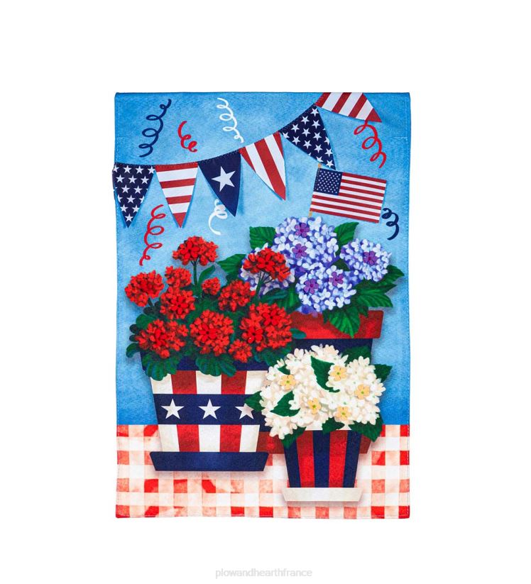 Plow & Hearth cour et jardin patriotique pot de fleur jardin lin drapeau 0BNZ244