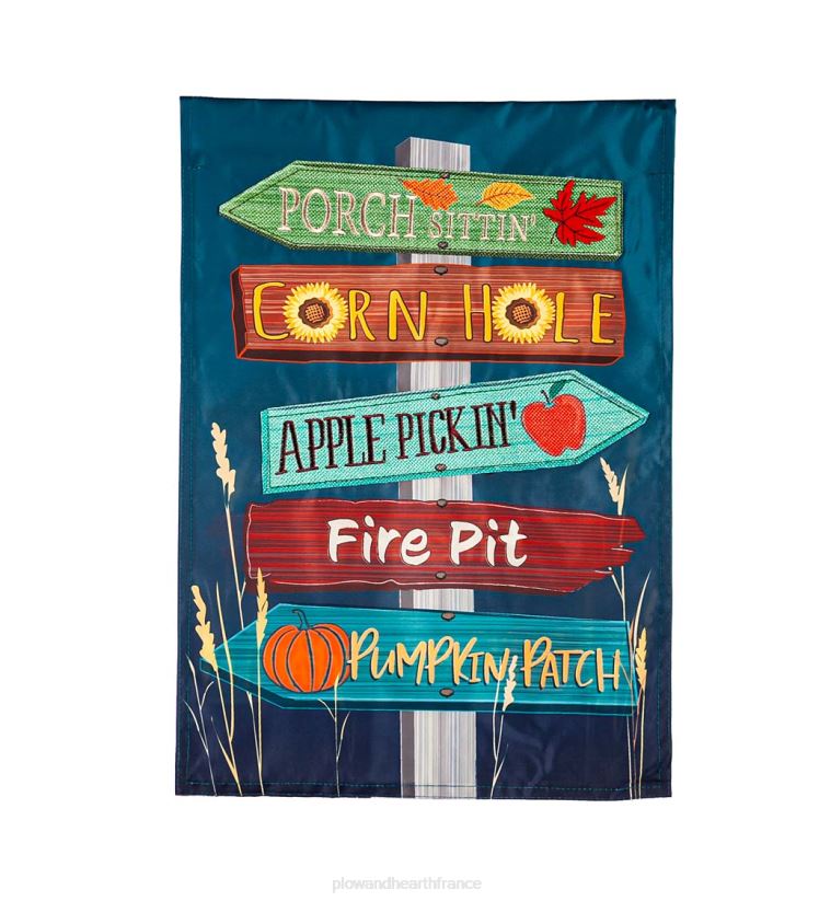 Plow & Hearth cour et jardin signes d'automne drapeau de jardin appliqué 0BNZ586
