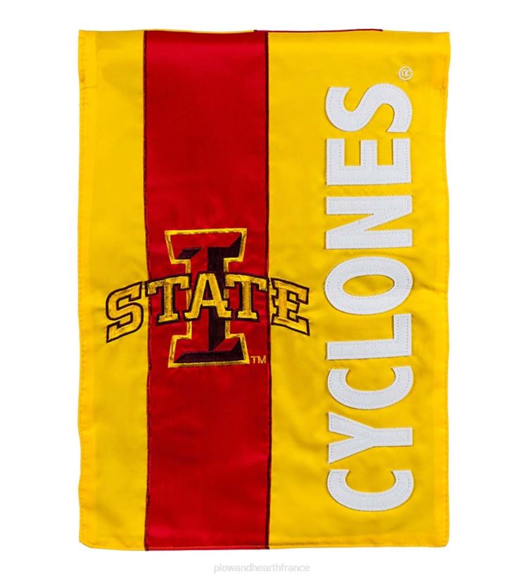 Plow & Hearth cour et jardin Drapeau de maison en applique de fierté d'équipe universitaire embelli double face - État de l'Iowa 0BNZ634