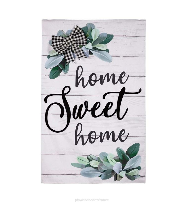 Plow & Hearth cour et jardin Drapeau de maison en toile de jute d'eucalyptus "home sweet home" 0BNZ632