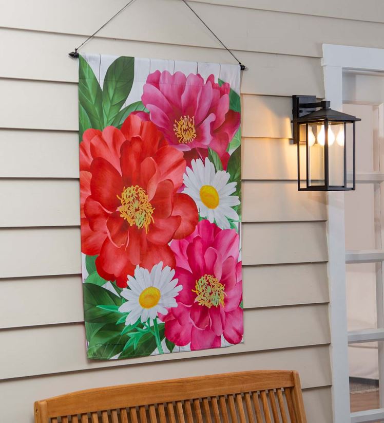 Plow & Hearth cour et jardin drapeau de maison en daim fleuri 0BNZ628