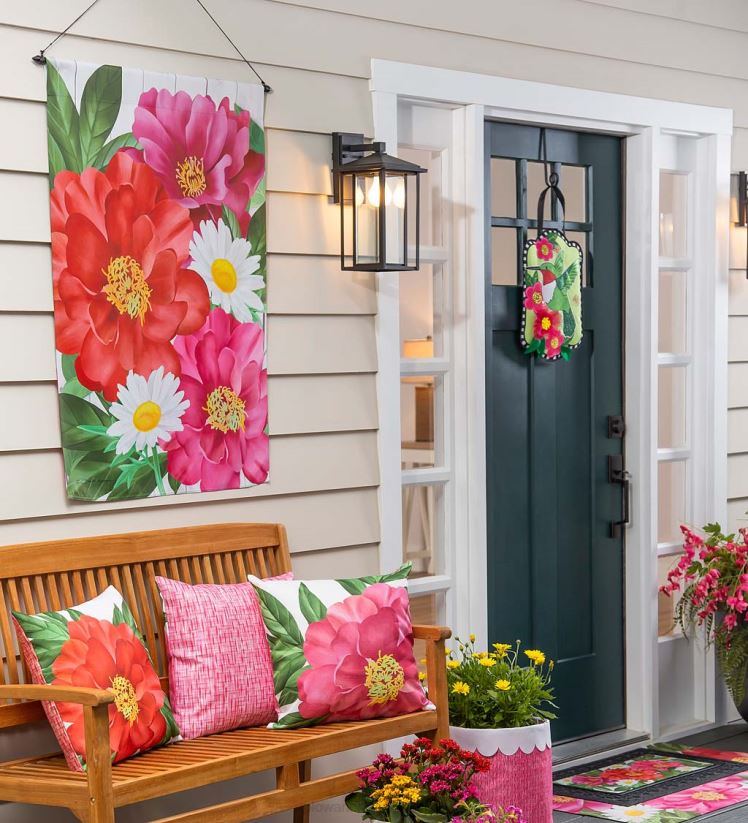 Plow & Hearth cour et jardin drapeau de maison en daim fleuri 0BNZ628