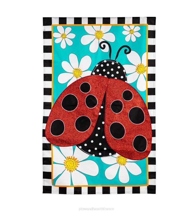 Plow & Hearth cour et jardin marguerite coccinelle applique maison drapeau 0BNZ625