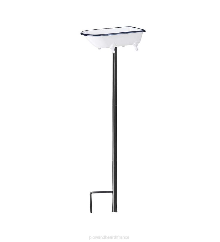 Plow & Hearth cour et jardin Bain d'oiseaux Splish Splash, laiton avec finition blanche - blanc 0BNZ847