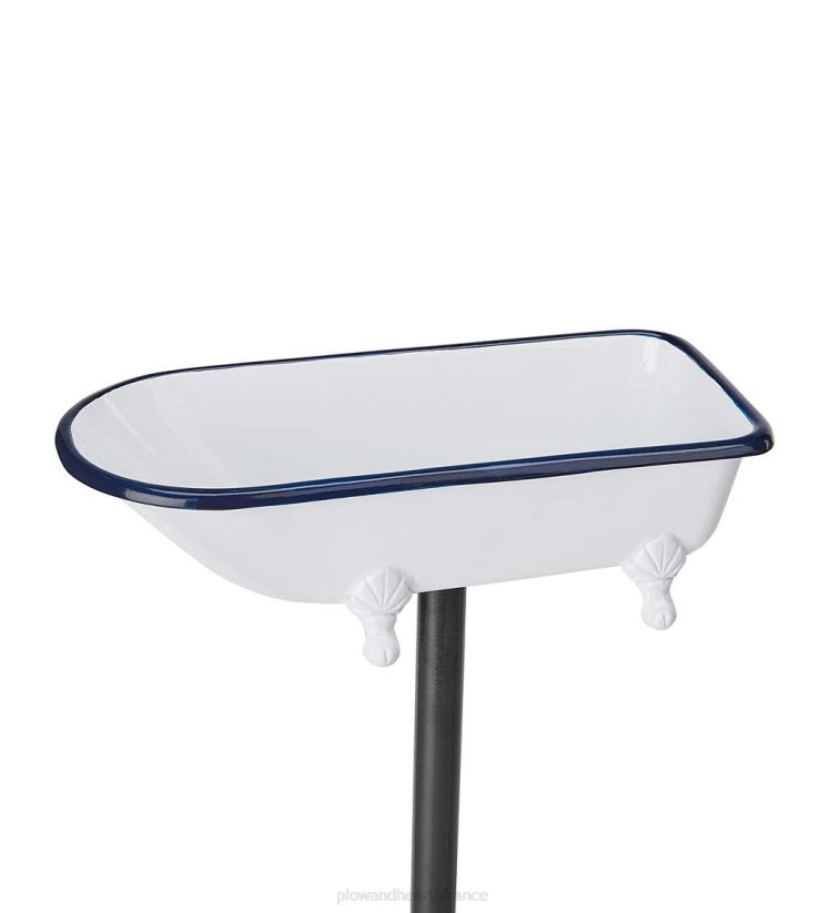 Plow & Hearth cour et jardin Bain d'oiseaux Splish Splash, laiton avec finition blanche - blanc 0BNZ847