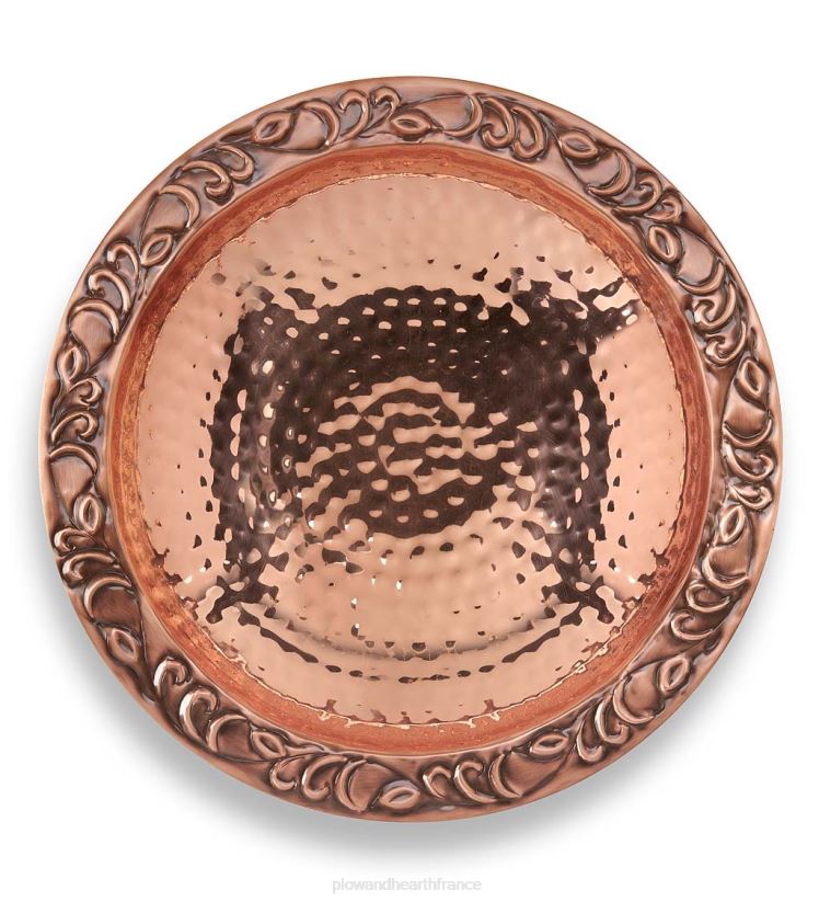 Plow & Hearth cour et jardin Bain d'oiseaux en cuivre pur sur poteau en acier thermolaqué avec piquet robuste à trois broches 0BNZ830