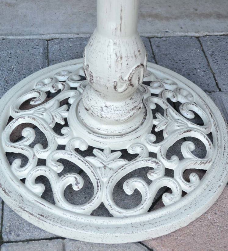 Plow & Hearth cour et jardin Bain d'oiseaux en métal avec lierre anglais - blanc vintage 0BNZ835