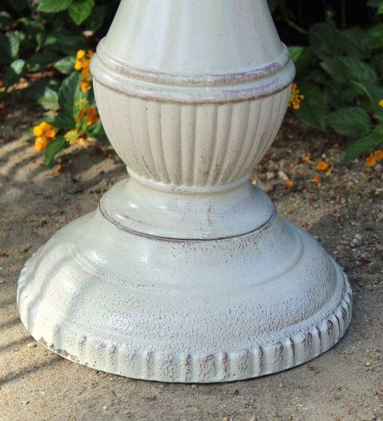 Plow & Hearth cour et jardin Bain d'oiseaux sur pied en métal blanc vintage Kingston sur socle 0BNZ841