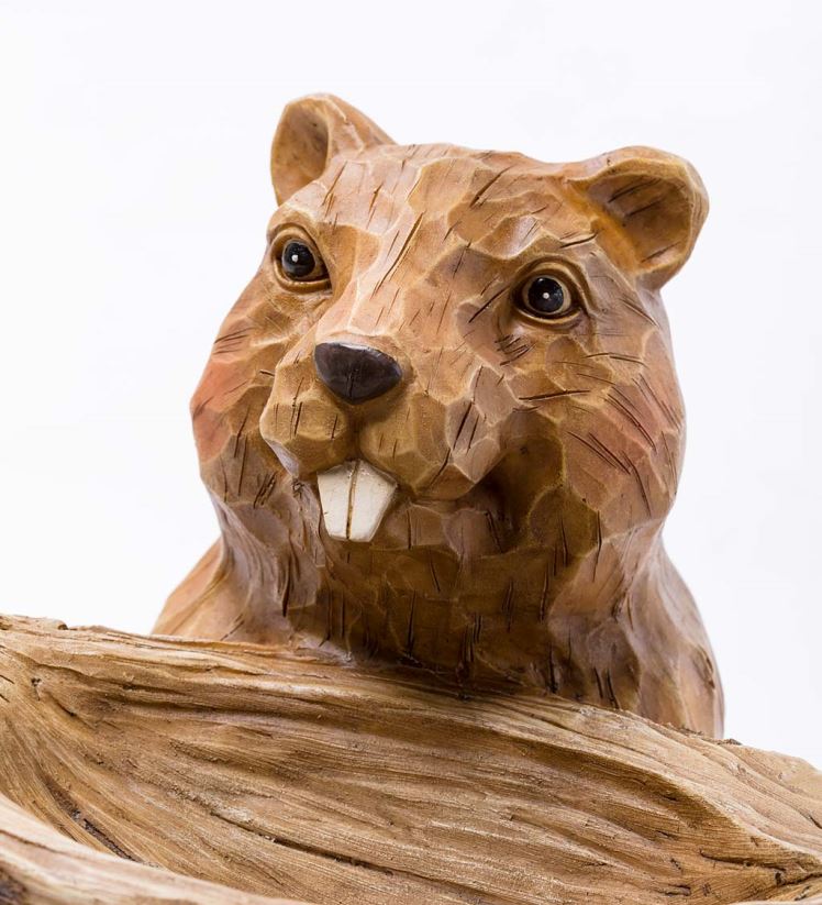 Plow & Hearth cour et jardin accent de jardin pour bain d'oiseaux en castor en résine sculptée 0BNZ832