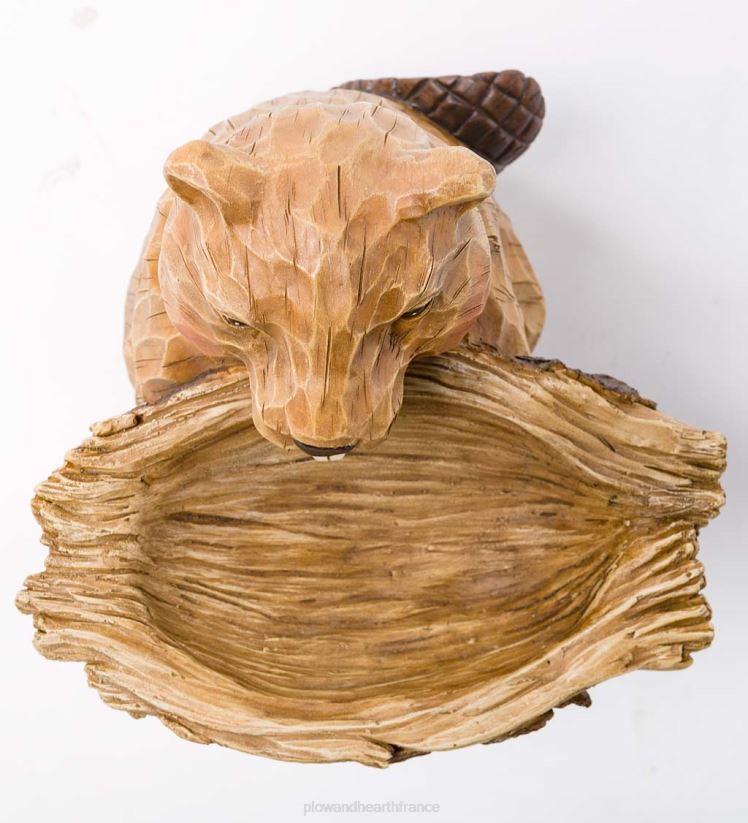 Plow & Hearth cour et jardin accent de jardin pour bain d'oiseaux en castor en résine sculptée 0BNZ832