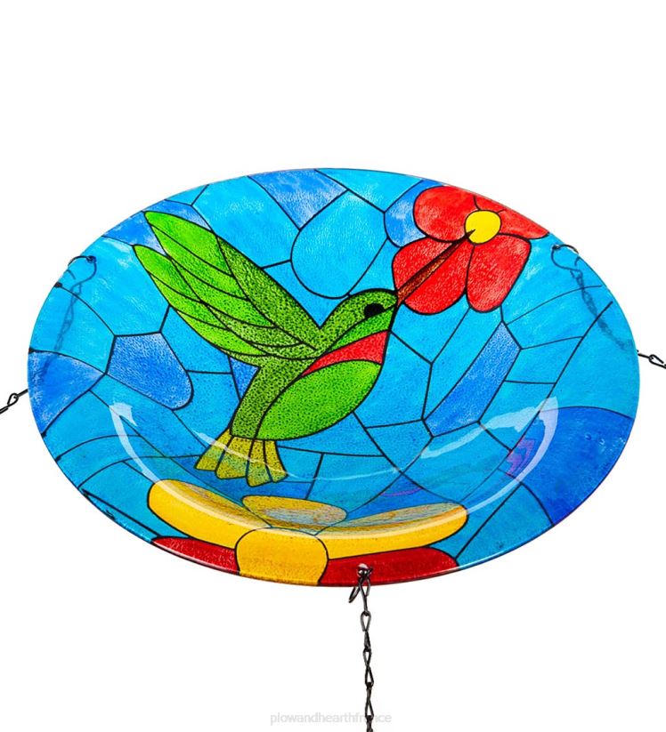 Plow & Hearth cour et jardin bain d'oiseaux colibri suspendu en verre 0BNZ834