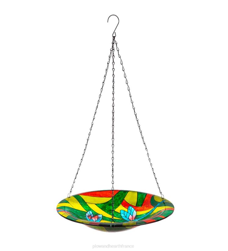 Plow & Hearth cour et jardin bain d'oiseaux à libellules en verre suspendu 0BNZ855