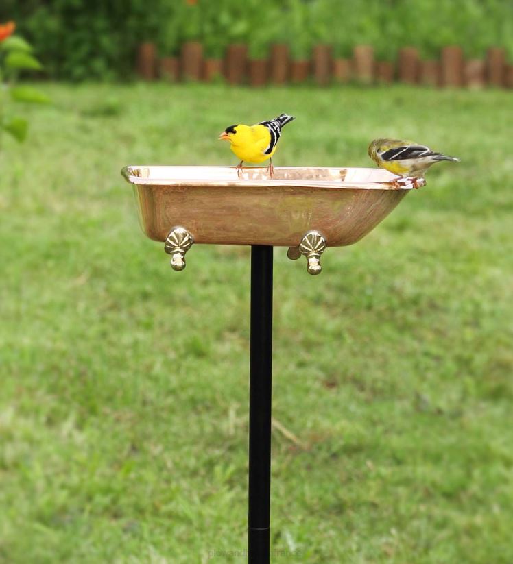 Plow & Hearth cour et jardin bain d'oiseaux splish splash, cuivre poli - cuivre 0BNZ844