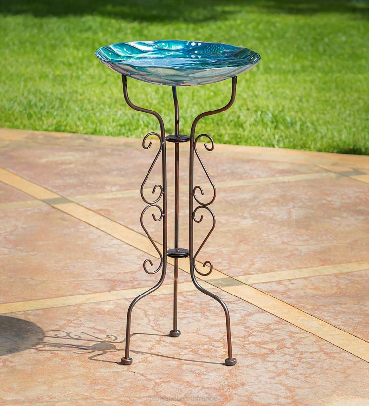 Plow & Hearth cour et jardin support de bain d'oiseaux à défilement sur trépied 0BNZ839