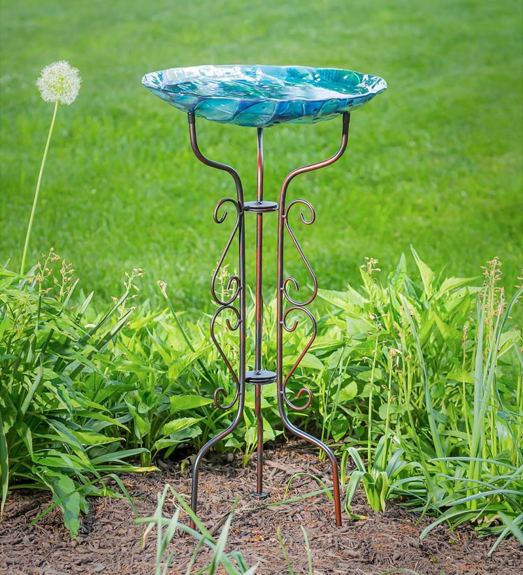 Plow & Hearth cour et jardin support de bain d'oiseaux à défilement sur trépied 0BNZ839