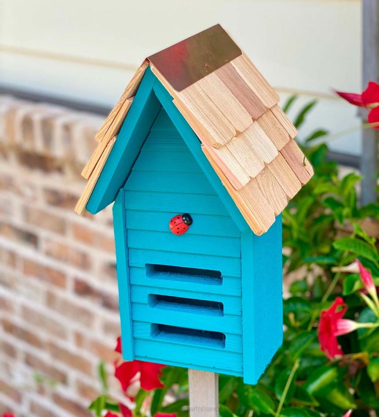 Plow & Hearth cour et jardin maison pour coccinelles avec poteau de montage - jaune 0BNZ897