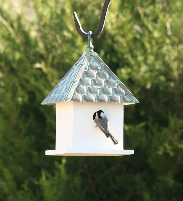 Plow & Hearth cour et jardin nichoir de bungalow en bois dur avec toit en cuivre vert-de-gris 0BNZ886