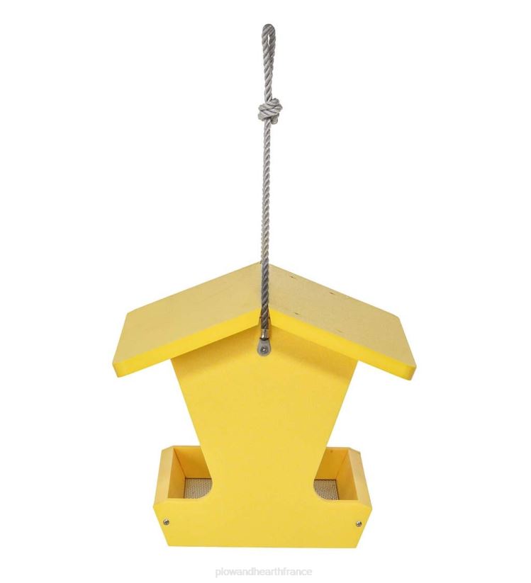 Plow & Hearth cour et jardin Mangeoire à oiseaux de style trémie en polybois recyclé coloré - jaune 0BNZ748