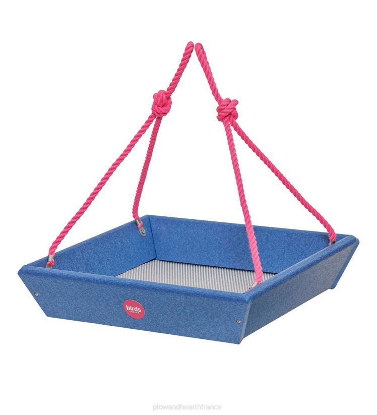 Plow & Hearth cour et jardin Mangeoire à oiseaux à plateau suspendu en poly-bois recyclé coloré - bleu 0BNZ757