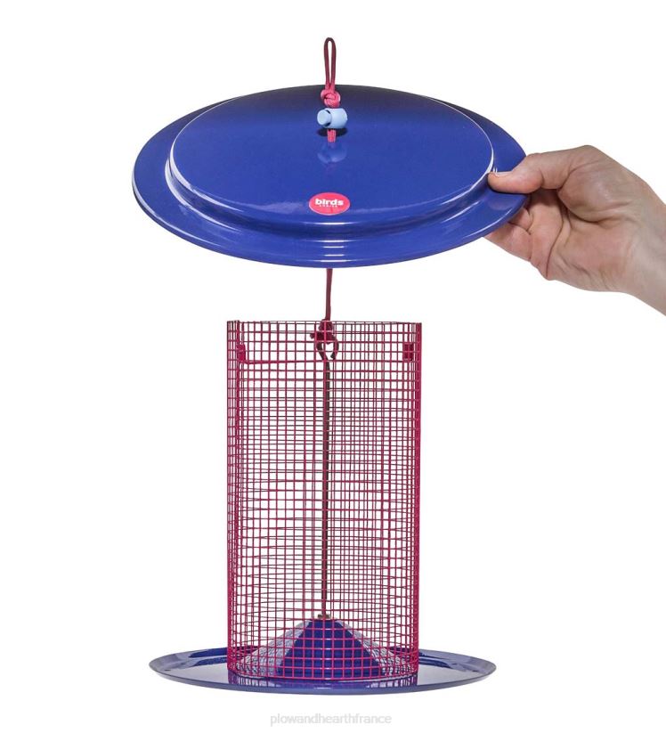 Plow & Hearth cour et jardin grande mangeoire à oiseaux en métal pour graines de tournesol - bleu 0BNZ777