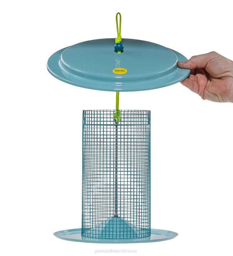 Plow & Hearth cour et jardin grande mangeoire à oiseaux en métal pour graines de tournesol - bleu 0BNZ777