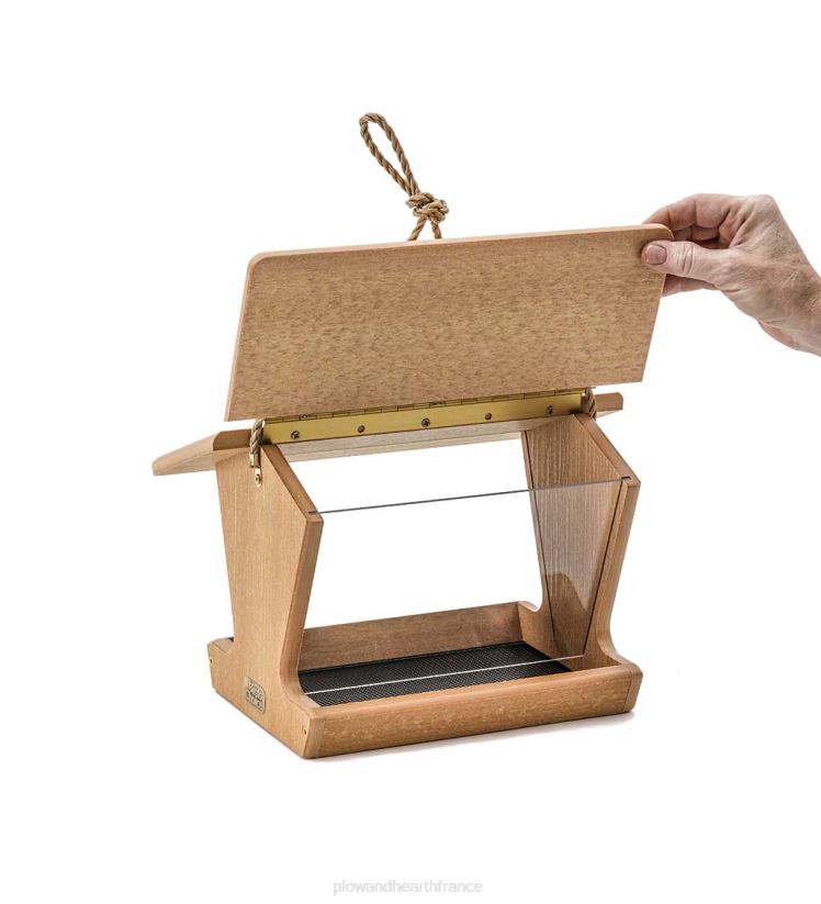 Plow & Hearth cour et jardin mangeoire à oiseaux de style trémie en bois de poly recyclé 0BNZ785