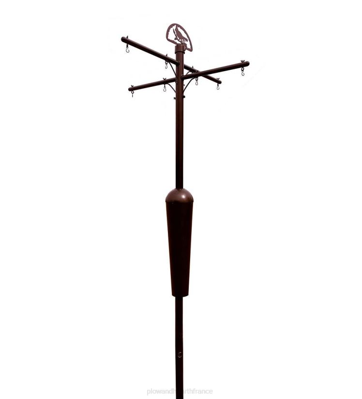 Plow & Hearth cour et jardin présentoir de mangeoire à oiseaux et support pour plantes avec bouchon d'écureuil résistant aux intempéries - bronze 0BNZ760