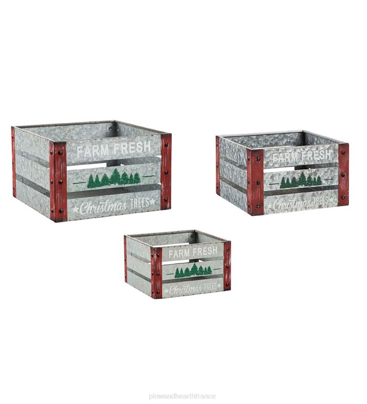 Plow & Hearth cour et jardin Jardinière en caisse en métal pour arbres de Noël frais de la ferme, ensemble de 3 0BNZ921