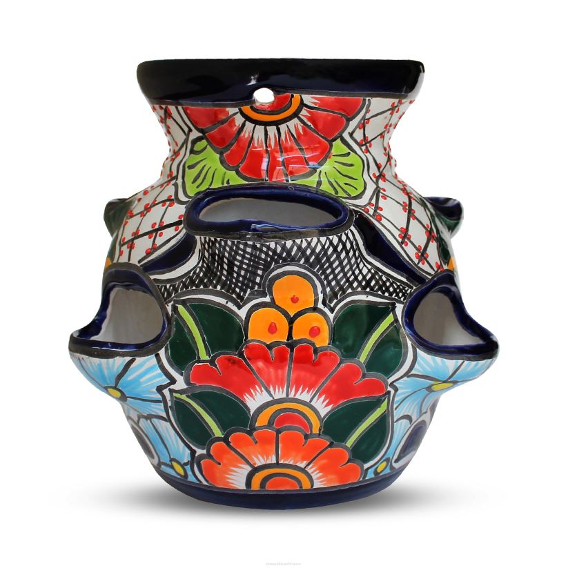 Plow & Hearth cour et jardin grand pot de fraises talavera bleu ciel 0BNZ936