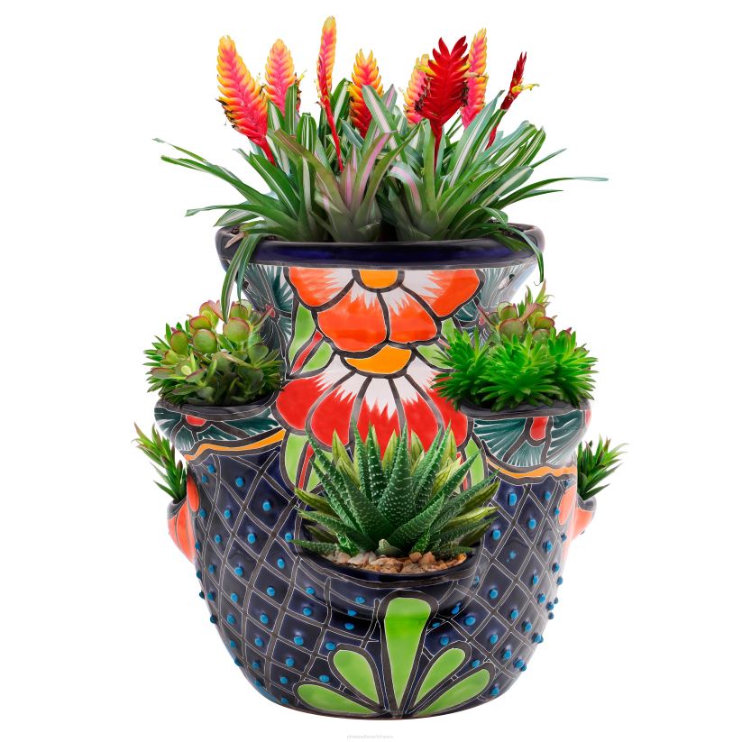 Plow & Hearth cour et jardin grand pot de fraises talavera bleu royal 0BNZ939