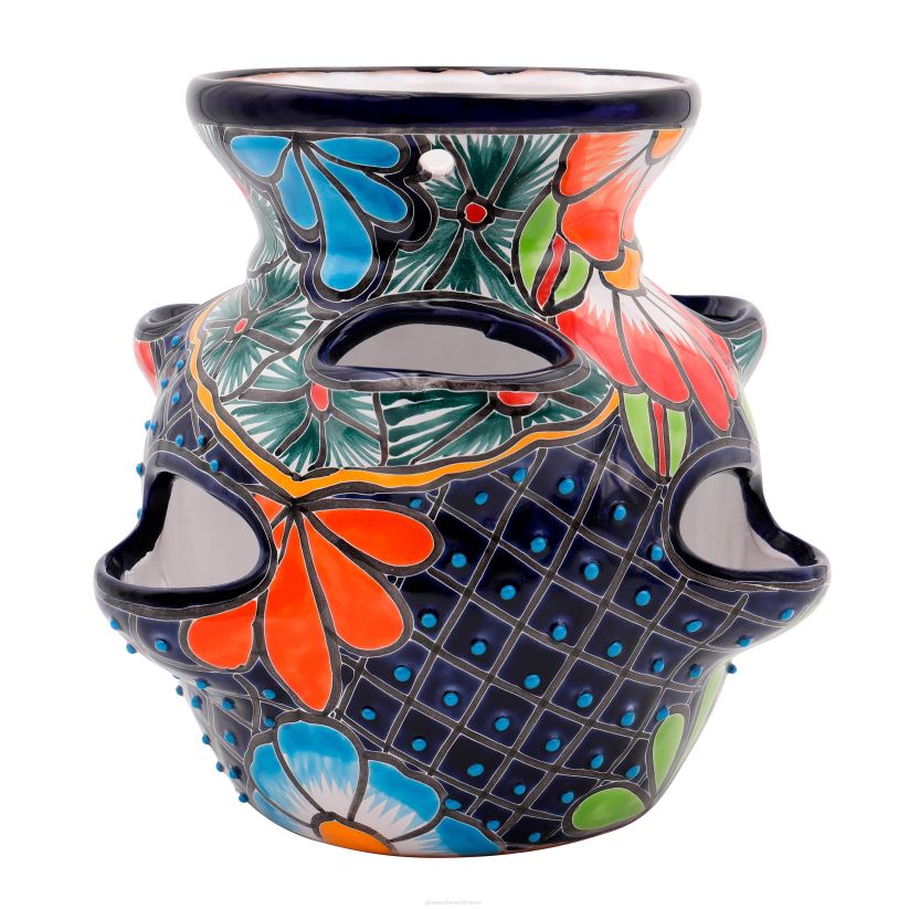 Plow & Hearth cour et jardin grand pot de fraises talavera bleu royal 0BNZ939