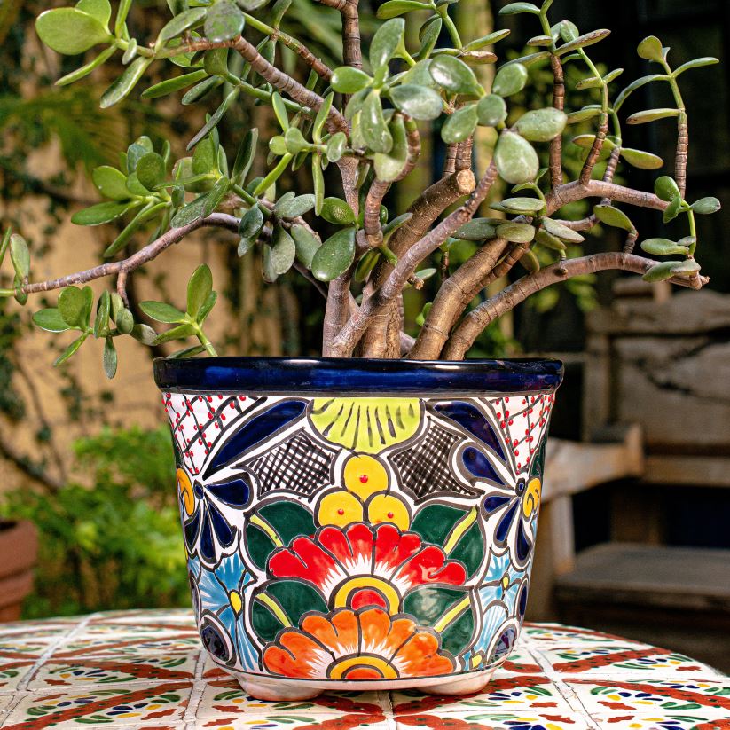 Plow & Hearth cour et jardin grand pot floral rond talavera 0BNZ943