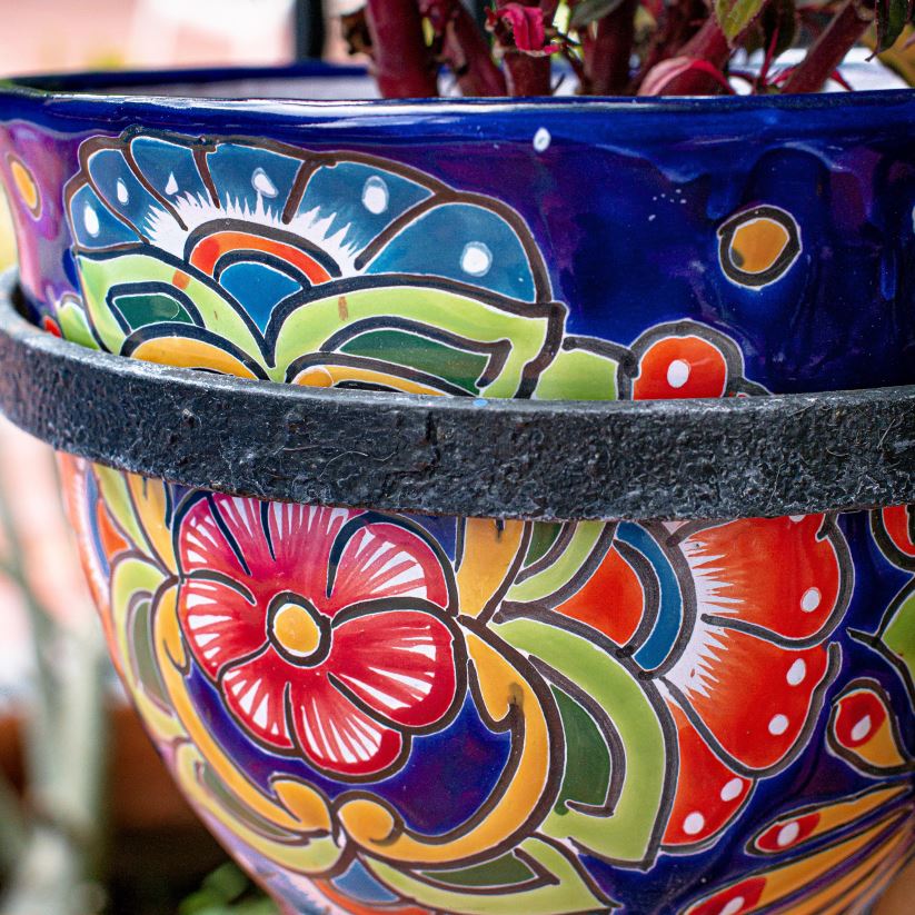 Plow & Hearth cour et jardin jardinière talavera florale bleue 0BNZ956