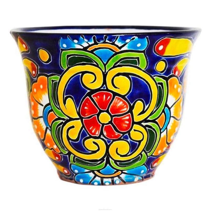 Plow & Hearth cour et jardin jardinière talavera florale bleue 0BNZ956
