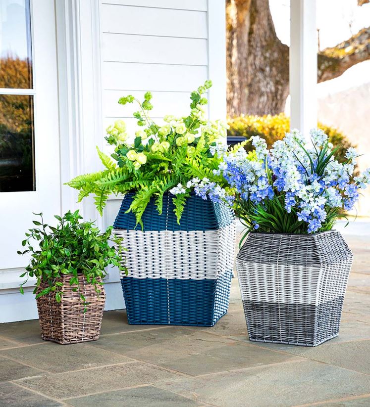 Plow & Hearth cour et jardin jardinières en osier côtières intérieures/extérieures, ensemble de 3 0BNZ969