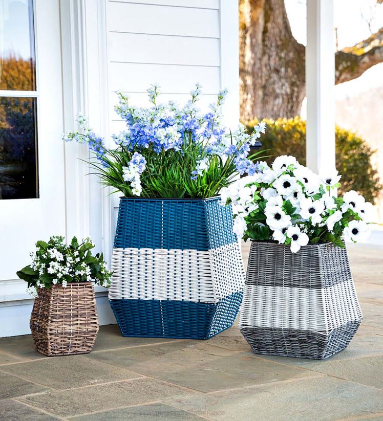 Plow & Hearth cour et jardin jardinières en osier côtières intérieures/extérieures, ensemble de 3 0BNZ969