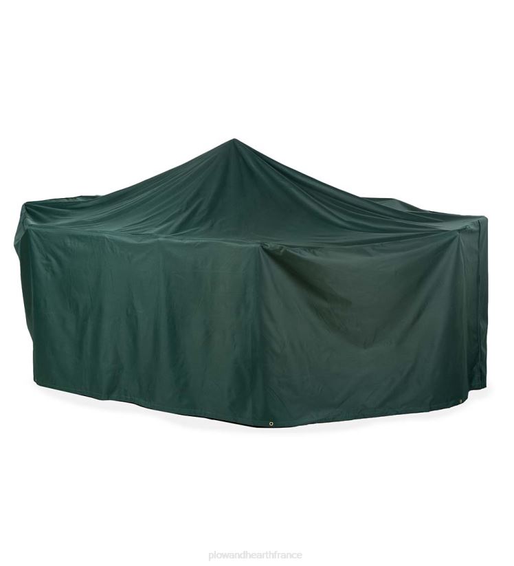 Plow & Hearth cour et jardin Housse de mobilier d'extérieur classique pour table et chaises rectangulaires extra-larges - vert 0BNZ1074