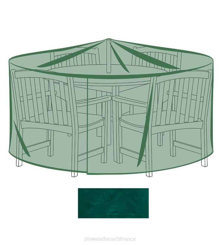 Plow & Hearth cour et jardin Housse toutes saisons pour mobilier d'extérieur classique pour table et chaises rondes x-large - vert 0BNZ1067