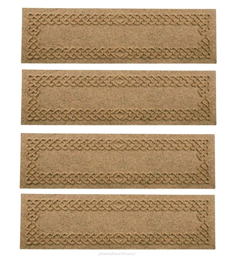 Plow & Hearth cour et jardin Tapis de marche d'escalier en tissage de câbles Waterhog, lot de 4 - chameau 0BNZ1035