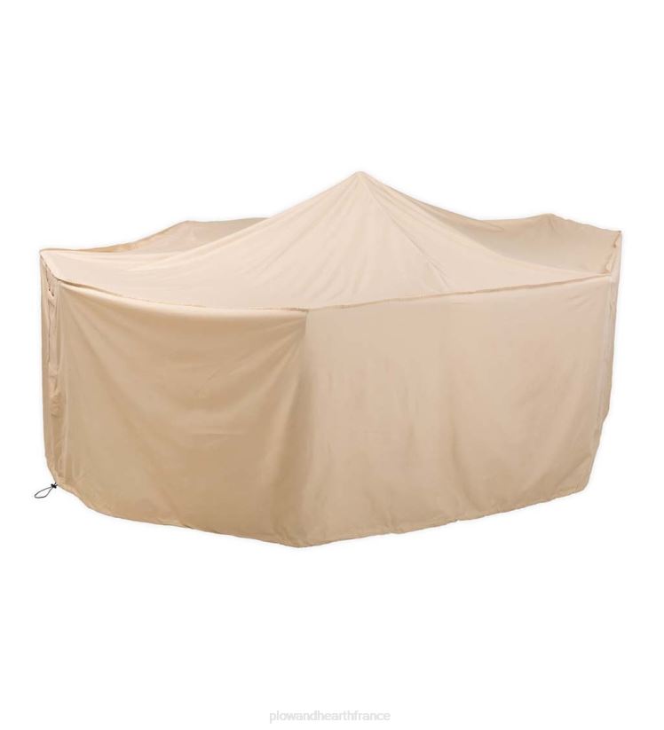 Plow & Hearth cour et jardin grande housse de meuble de luxe pour table à manger et chaises rectangulaires/ovales - beige 0BNZ1005