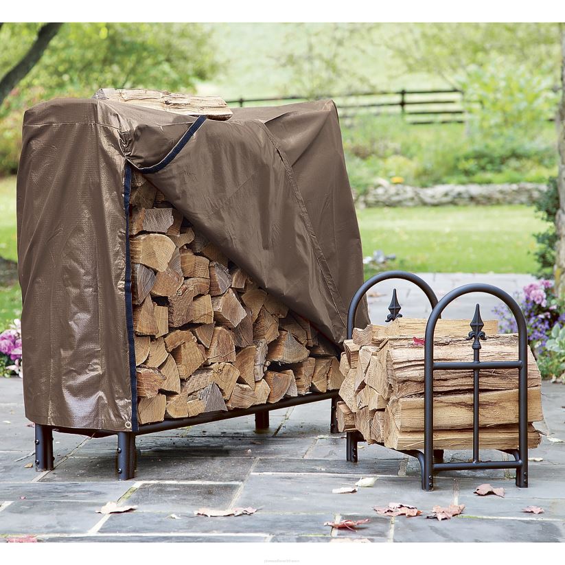 Plow & Hearth cour et jardin support à bois en acier robuste avec un design de fleuron 0BNZ1003