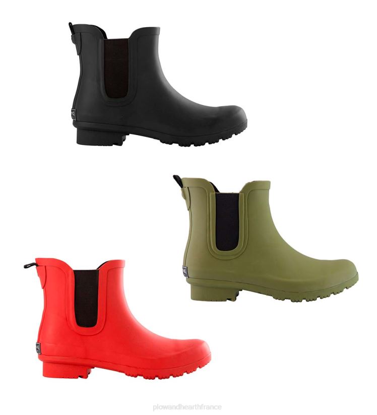 Plow & Hearth cour et jardin bottes de pluie roma imperméables chelsea en caoutchouc mat - noir - taille 06 0BNZ992