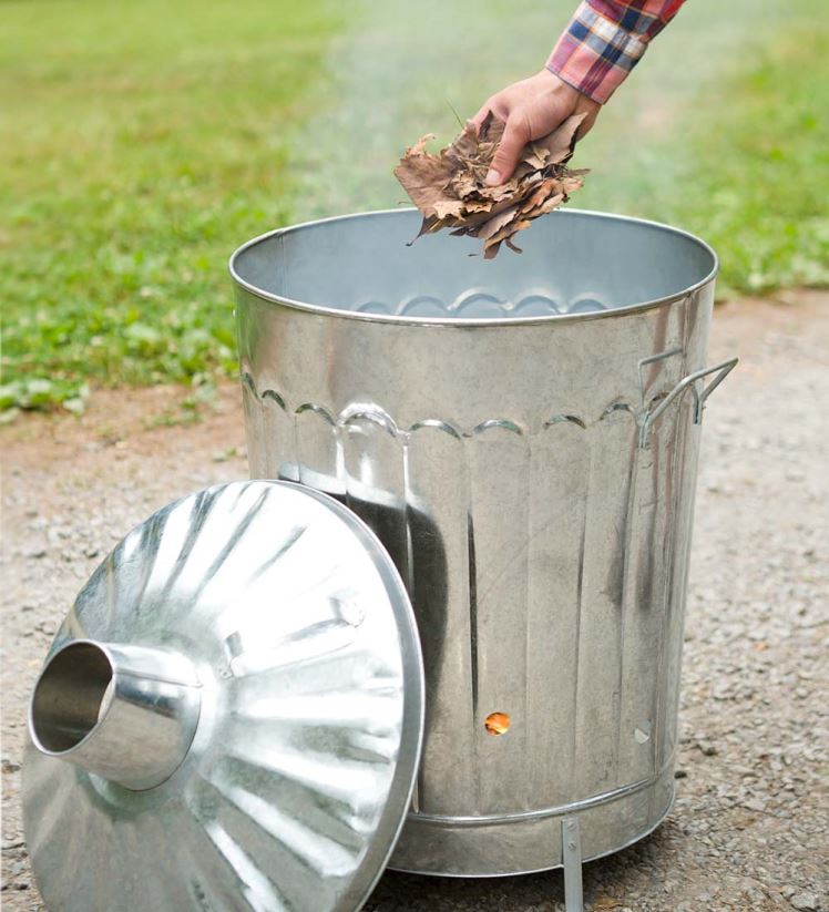 Plow & Hearth cour et jardin poubelle d'incinérateur de jardin/maison en métal galvanisé 0BNZ990