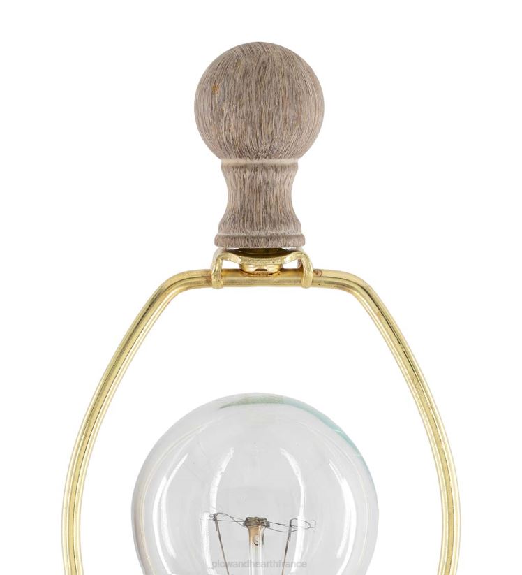 Plow & Hearth meubles lampe de table en bois patiné avec abat-jour en lin naturel 0BNZ2125