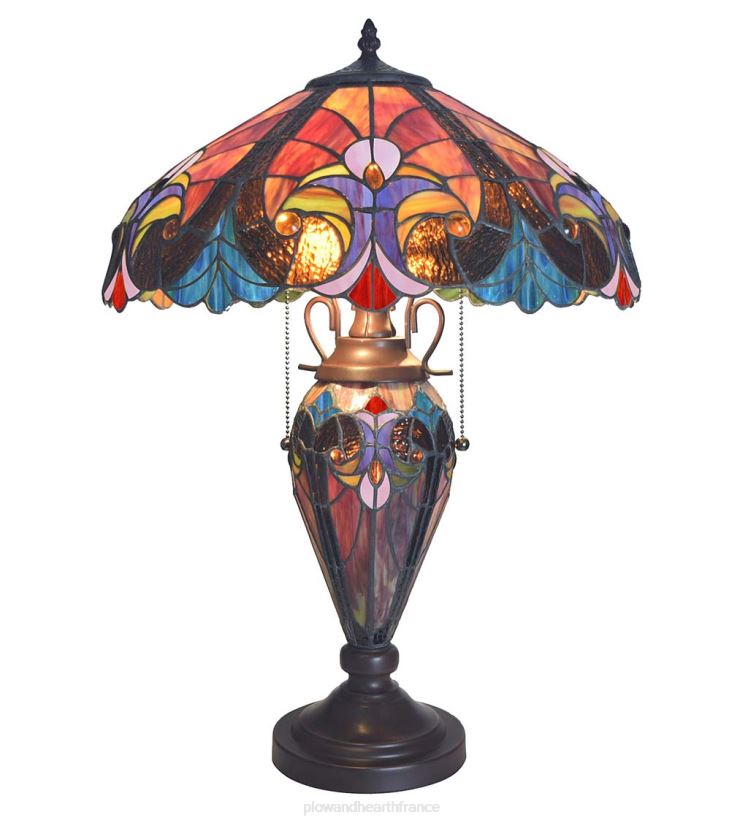 Plow & Hearth meubles lampe de table en vitrail de style Tiffany 0BNZ2128