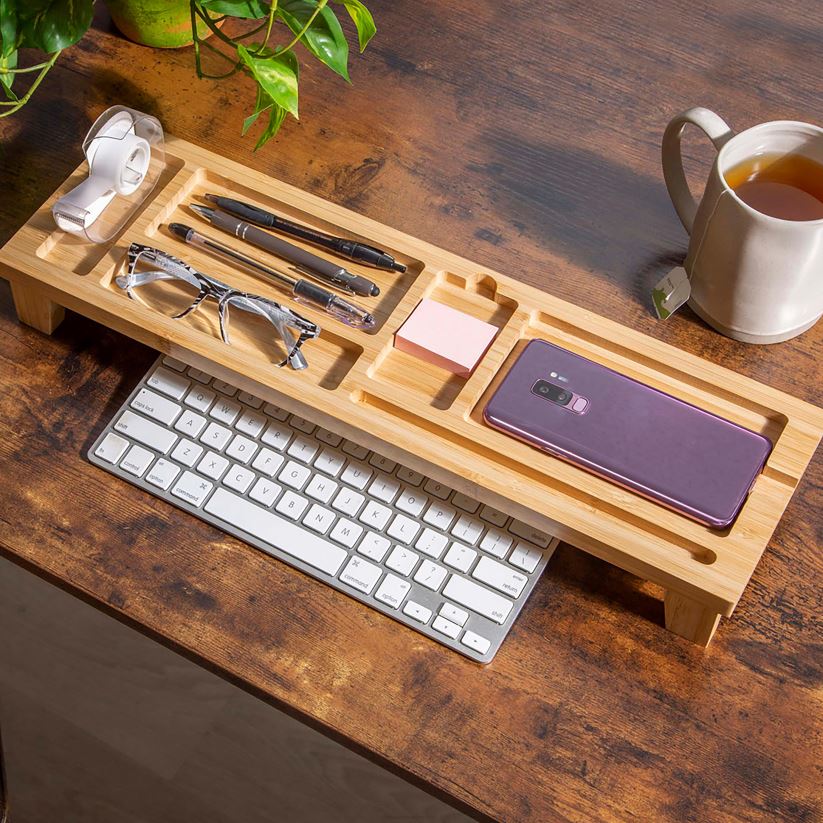 Plow & Hearth meubles organisateur de bureau en bois sur le clavier 0BNZ2127